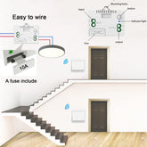 SWITNEX Wireless Kinetic Light Switch Radio Frequency Safety Switch and 1000W Relay Receiver Controller with Fuse, No Battery Self-generating Switch (1 Way 2 Keys Kit)