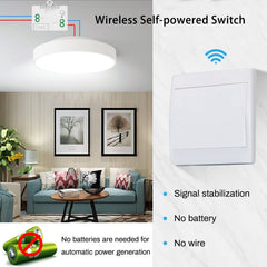 SWITNEX Wireless Kinetic Light Switch Radio Frequency Safety Switch and 1000W Relay Receiver Controller with Fuse, No Battery Self-generating Switch