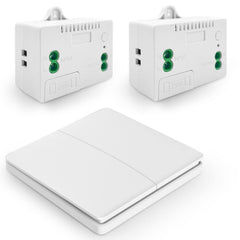 SWITNEX Wireless Kinetic Light Switch Wall Panel RF Safety Control and 10A Relay Receiver Controller with Fuse, No Wiring No Battery Self-generating