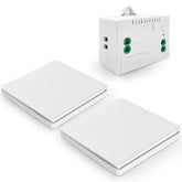 SWITNEX Wireless Kinetic Light Switch Wall Panel RF Safety Control and 10A Relay Receiver Controller with Fuse, No Wiring No Battery Self-generating (1 Receiver with 2 Switches)