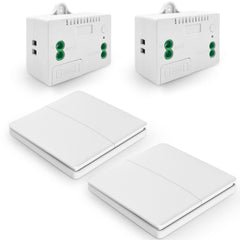 SWITNEX Wireless Kinetic Light Switch Wall Panel RF Safety Control and 10A Relay Receiver Controller with Fuse, No Wiring No Battery Self-generating