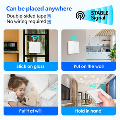 SWITNEX Wireless Kinetic Light Switch Wall Panel RF Safety Control and 10A Relay Receiver Controller with Fuse, No Wiring No Battery Self-generating