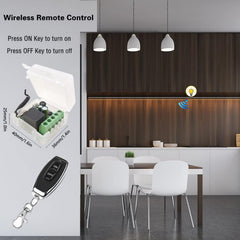 SWITNEX Wireless Remote Control Switch 433Mhz 220V 230V 240V 1 Channel Radio Control Relay Receiver with 4 Transmitters Keyfobs Potential-Free Contacts Relay Controller