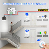 SWITNEX Wireless Light Switch Kit,No Wiring No need Battery wall switch,Easy to Install, AC 210V to 240V 10Amp 2000W Mini Receiver Remote ON Off Switches for Lights Lamps Fans Appliances