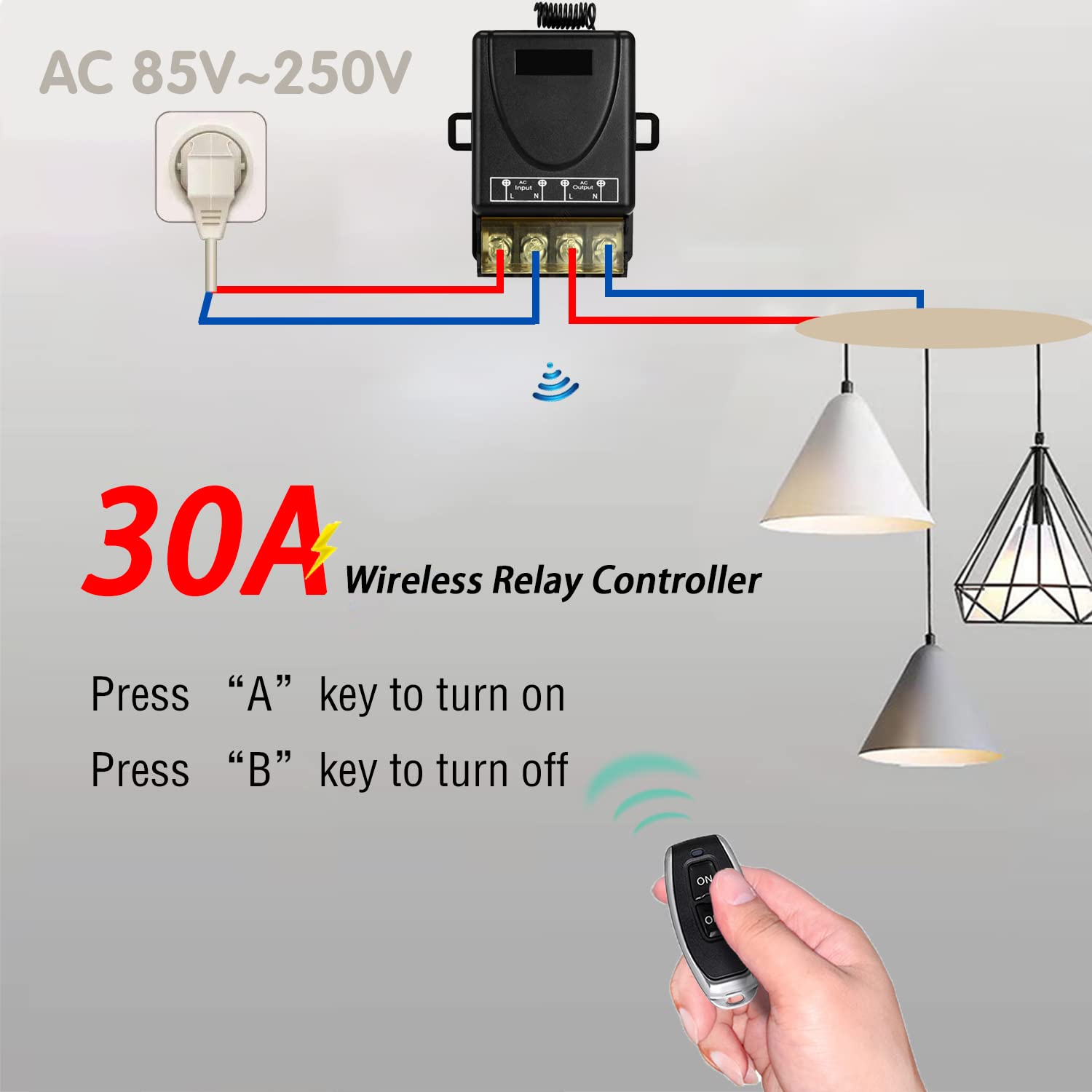 AENTIA 433MHz Remote Control Switch 40A AC110V - View 2