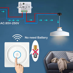 SWITNEX Wireless Light Switch Kit,No Wiring No need Battery wall switch,Easy to Install, AC 210V to 240V 10Amp 2000W Mini Receiver Remote ON Off Switches for Lights Lamps Fans Appliances