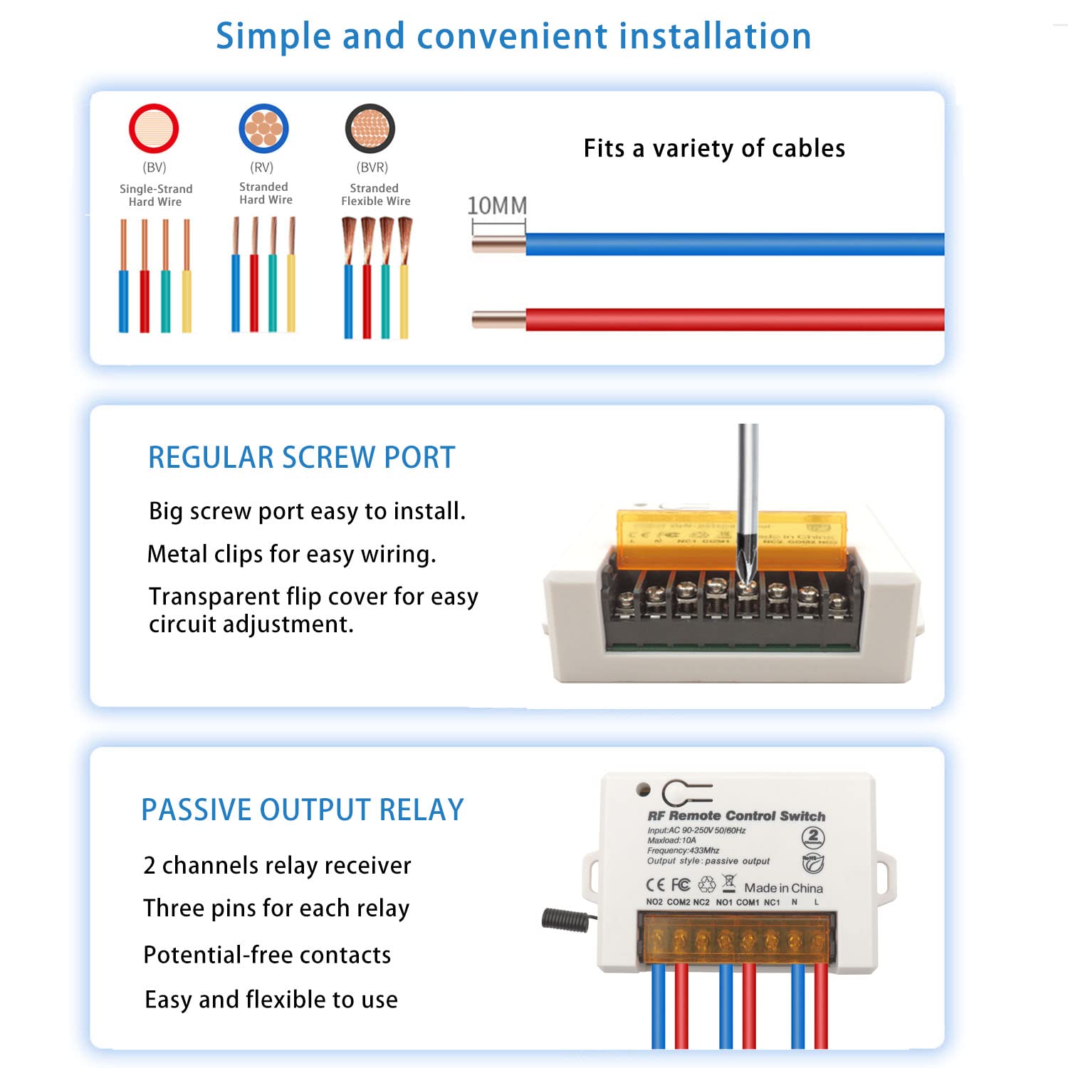 AENTIA 433MHz Relay Remote Switch 10A 2CH AC110V - View 5