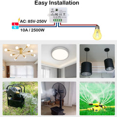 SWITNEX Wireless Light Switch Kit,No Wiring No need Battery wall switch,Easy to Install, AC 210V to 240V 10Amp 2000W Mini Receiver Remote ON Off Switches for Lights Lamps Fans Appliances