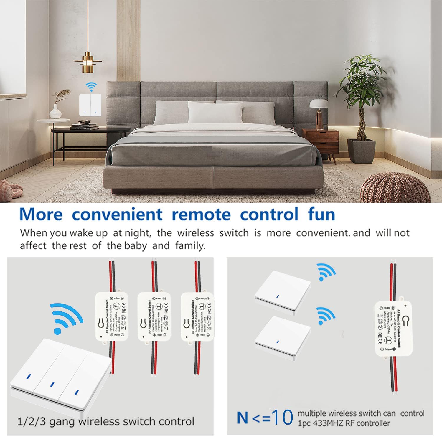 AENTIA Wireless Light Switch 10A AC220V - View 5