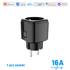 SwitnexTuya WiFi+Bluetooth Smart Plug, European/British/American/Japanese Standard, Works with App Remote Control