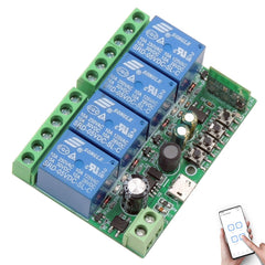SWITNEX 4 Channels WiFi Smart Switch, DC 5V 12V 24V 36V Passive Output Relay Module Ewelink APP WiFi Control Compatible with Alexa/Google Home, Inching/Self-Locking Switch