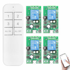 SWITNEX 4 Channels WiFi Smart Switch, DC 5V 12V 24V 36V Passive Output Relay Module Ewelink APP WiFi Control Compatible with Alexa/Google Home, Inching/Self-Locking Switch