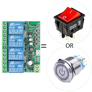 SWITNEX 4 Channels WiFi Smart Switch, DC 5V 12V 24V 36V Passive Output Relay Module Ewelink APP WiFi Control Compatible with Alexa/Google Home, Inching/Self-Locking Switch