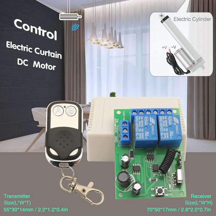 SWITNEX DC 12V 24V 30V Secure Remote Control Switch Universal Wireless 433Mhz rf 10A Relay Receiver Board with 2 Transmitter Key fobs, for Motor, Light, Gate door, DIY Wireless Controller