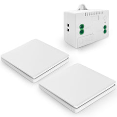 SWITNEX Wireless Kinetic Light Switch Wall Panel RF Safety Control and 10A Relay Receiver Controller with Fuse, No Wiring No Battery Self-generating