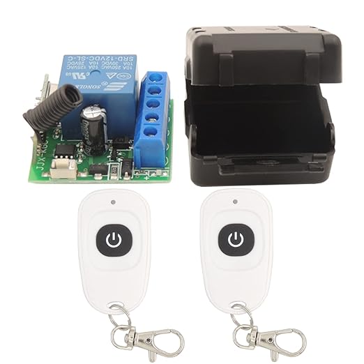 Wireless Remote Control Switch 433Mhz 5V 12V 24V 1 Channel Radio Control Relay Receiver with 5 Transmitters keyfobs Potential-Free Contacts Relay Controller