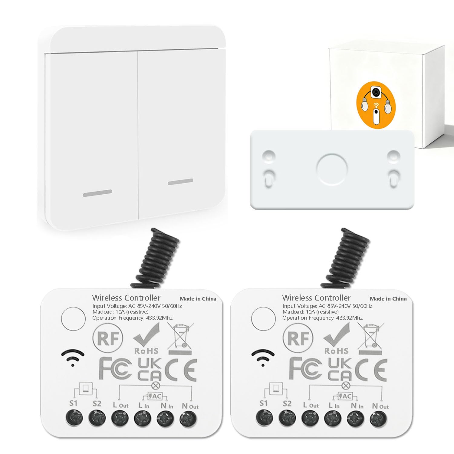 AENTIA 433MHz Wireless Light Switch 10A - View 12