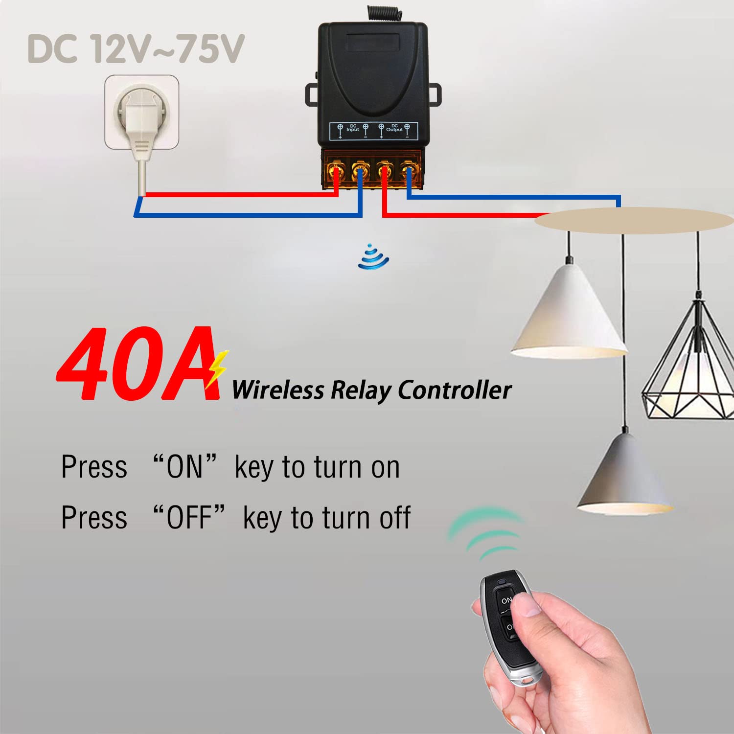 AENTIA 433MHz Remote Control Switch 40A DC12V - View 2