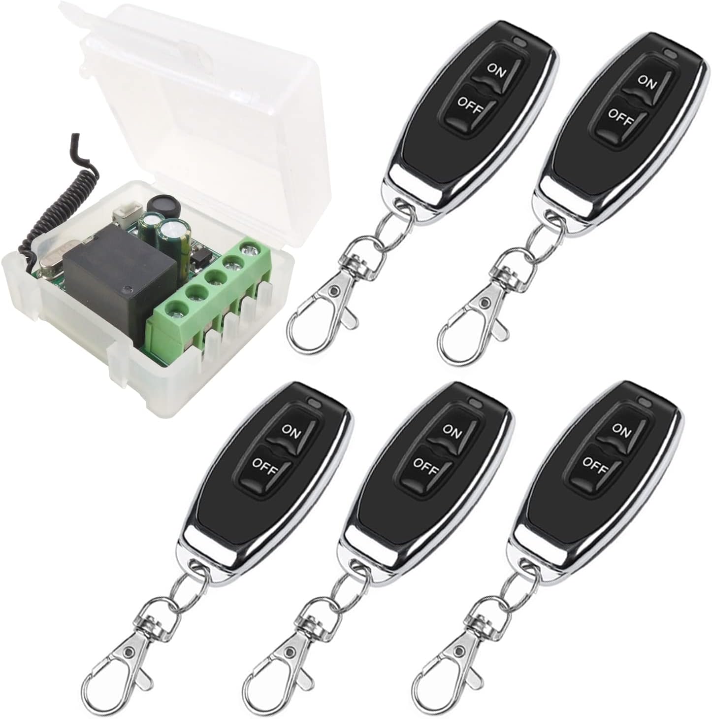 SWITNEX Wireless Remote Control Switch 433Mhz 220V 230V 240V 1 Channel Radio Control Relay Receiver with 4 Transmitters Keyfobs Potential-Free Contacts Relay Controller