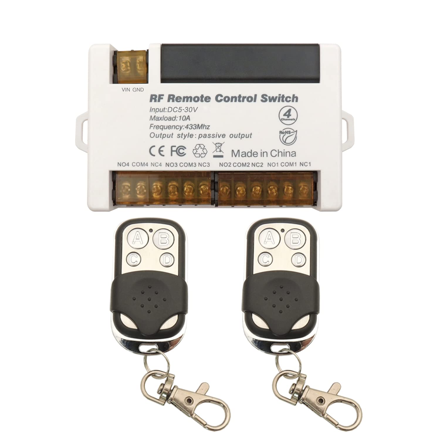 AENTIA 433MHz Relay Remote Switch 10A 4CH DC5V | AENTIA