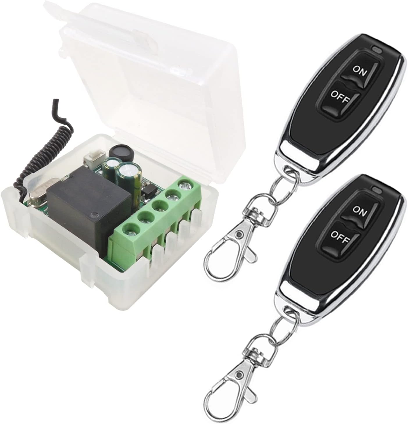 SWITNEX Wireless Remote Control Switch 433Mhz 220V 230V 240V 1 Channel Radio Control Relay Receiver with 4 Transmitters Keyfobs Potential-Free Contacts Relay Controller