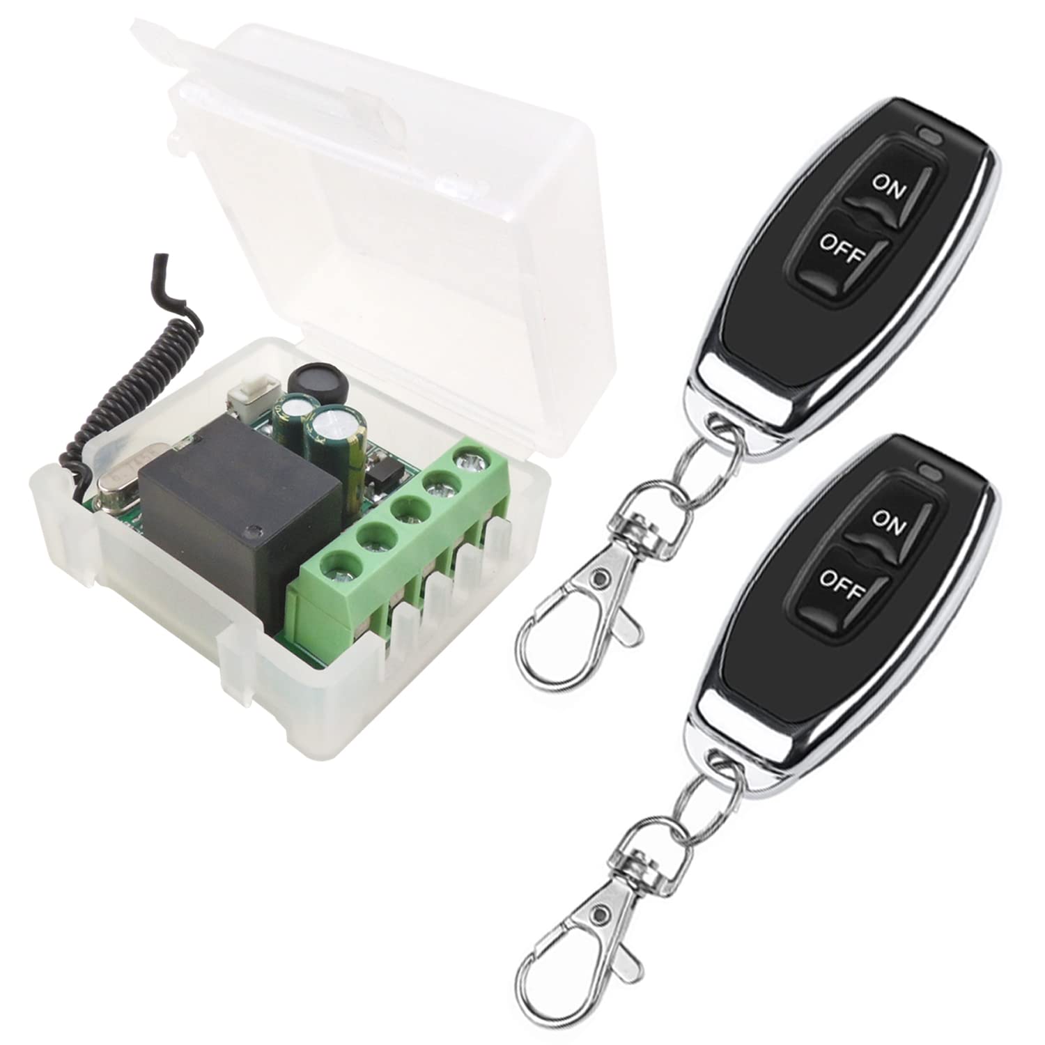 SWITNEX Wireless Remote Control Switch 433Mhz 220V 230V 240V 1 Channel Radio Control Relay Receiver with 4 Transmitters Keyfobs Potential-Free Contacts Relay Controller