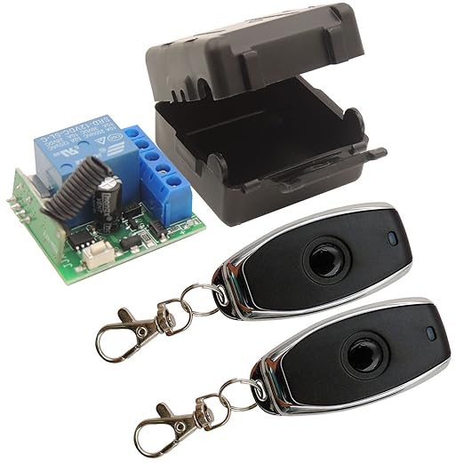 Wireless Remote Control Switch 433Mhz 5V 12V 24V 1 Channel Radio Control Relay Receiver with 5 Transmitters keyfobs Potential-Free Contacts Relay Controller