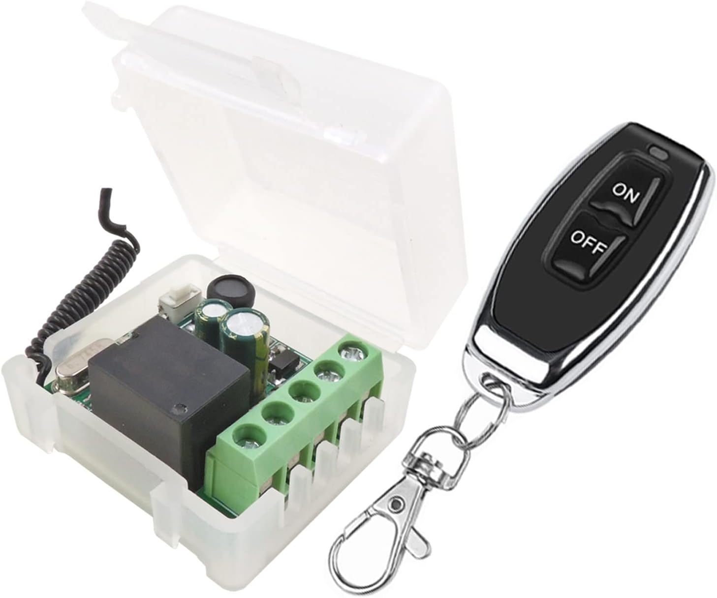 SWITNEX Wireless Remote Control Switch 433Mhz 220V 230V 240V 1 Channel Radio Control Relay Receiver with 4 Transmitters Keyfobs Potential-Free Contacts Relay Controller