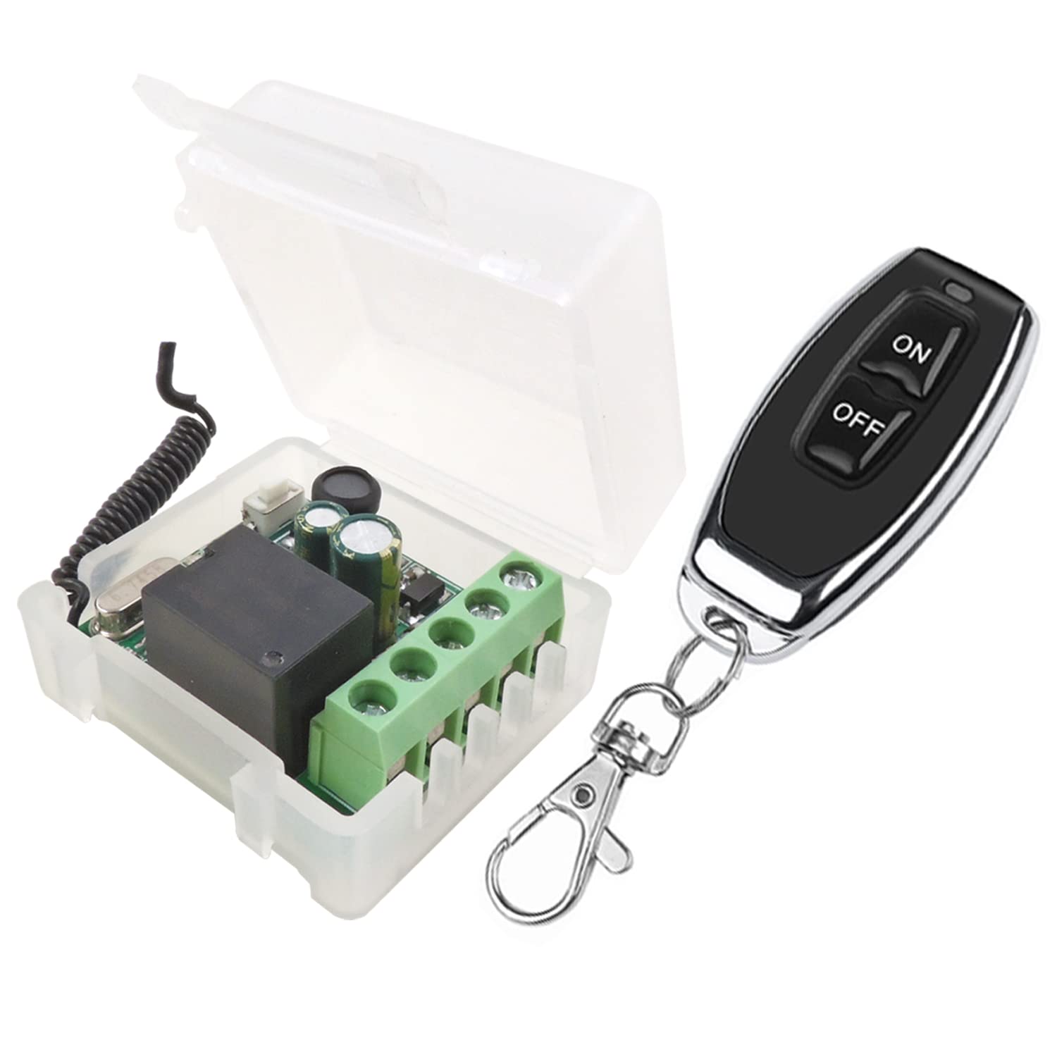 SWITNEX Wireless Remote Control Switch 433Mhz 220V 230V 240V 1 Channel Radio Control Relay Receiver with 4 Transmitters Keyfobs Potential-Free Contacts Relay Controller