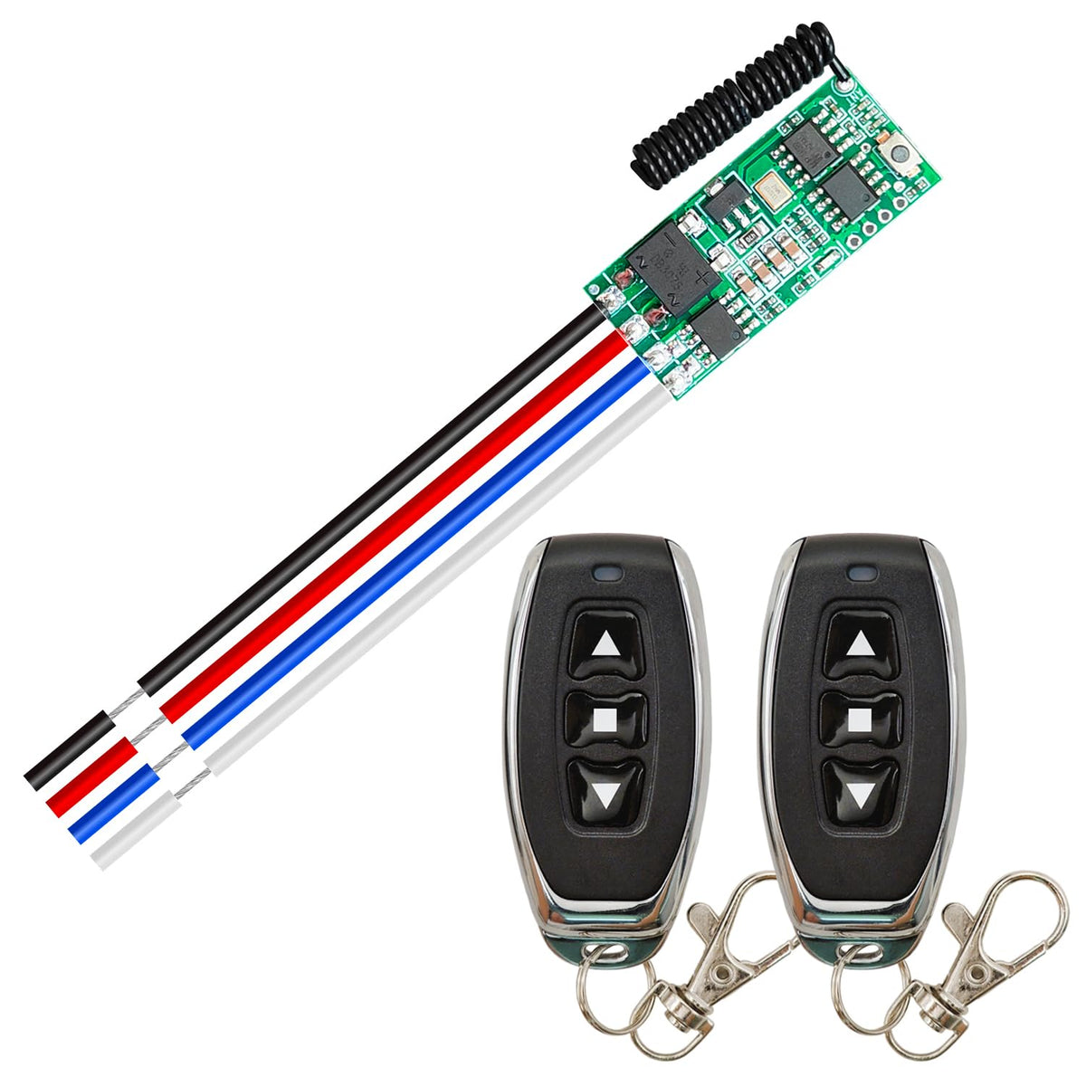 SWITNEX Mini Wireless 12V DC Motor Remote Control Switch, Micro DC 5V~24V 1A Receiver Controller, Radio Control Motor Move Forward and Reverse for Micro DC Motor Electric Lock DIY Science Toys RC Boat