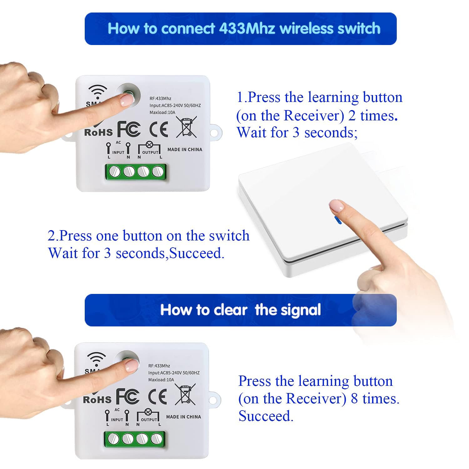 AENTIA Wireless Light Switch 10A AC220V - View 8