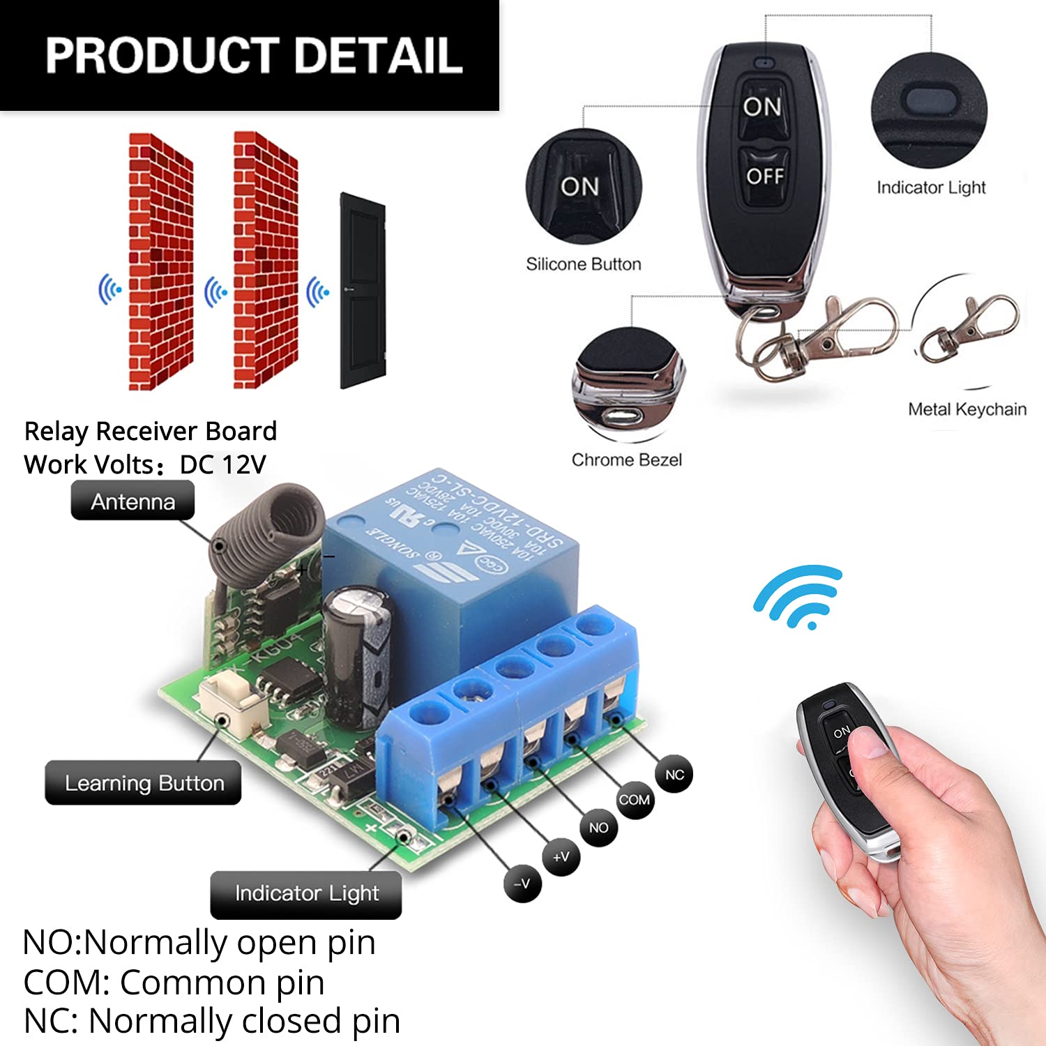 AENTIA 433MHz Remote Control Switch 1CH DC12V - View 4