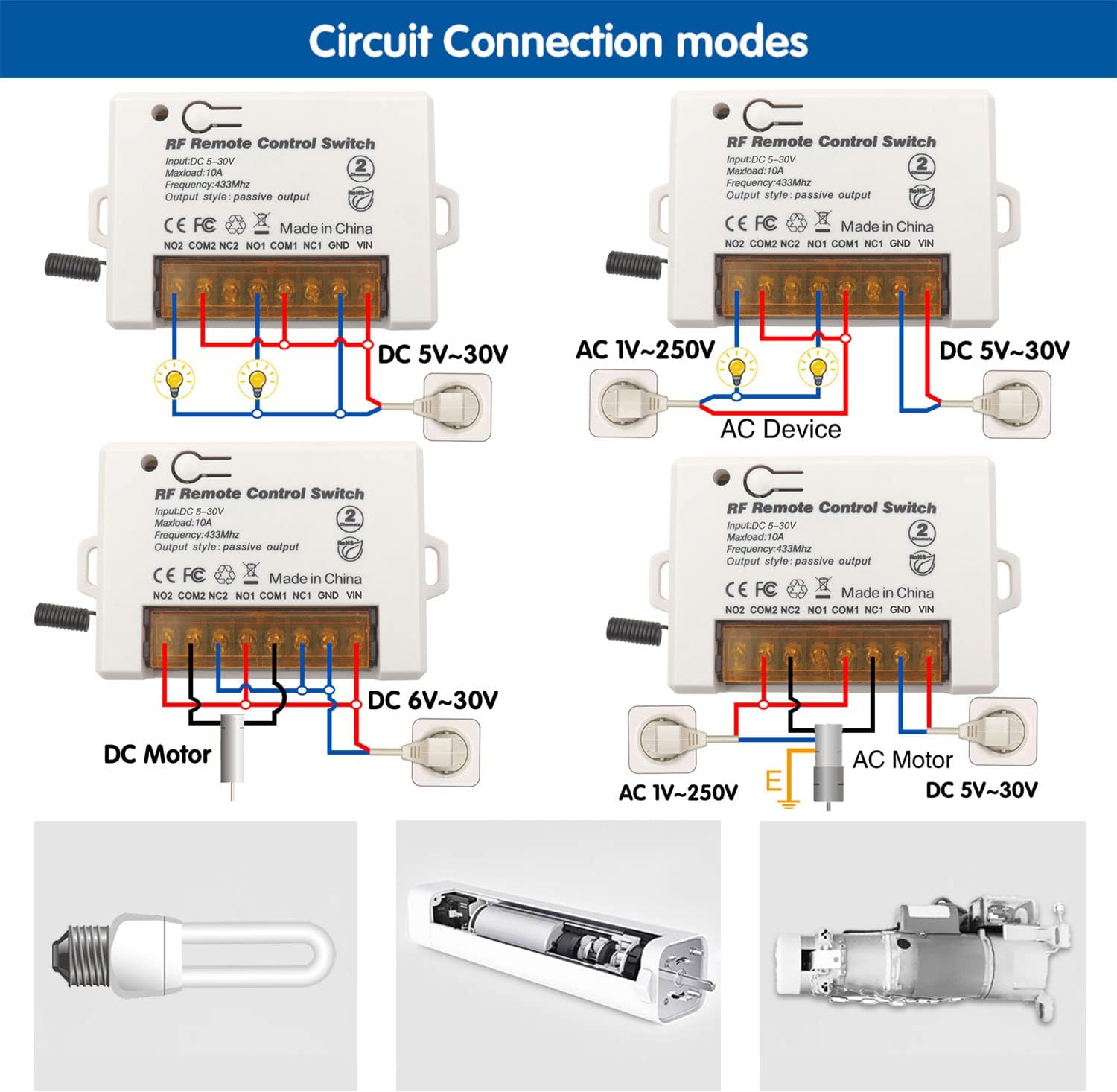 AENTIA 433MHz Relay Remote Switch 10A 2CH DC5V - View 7