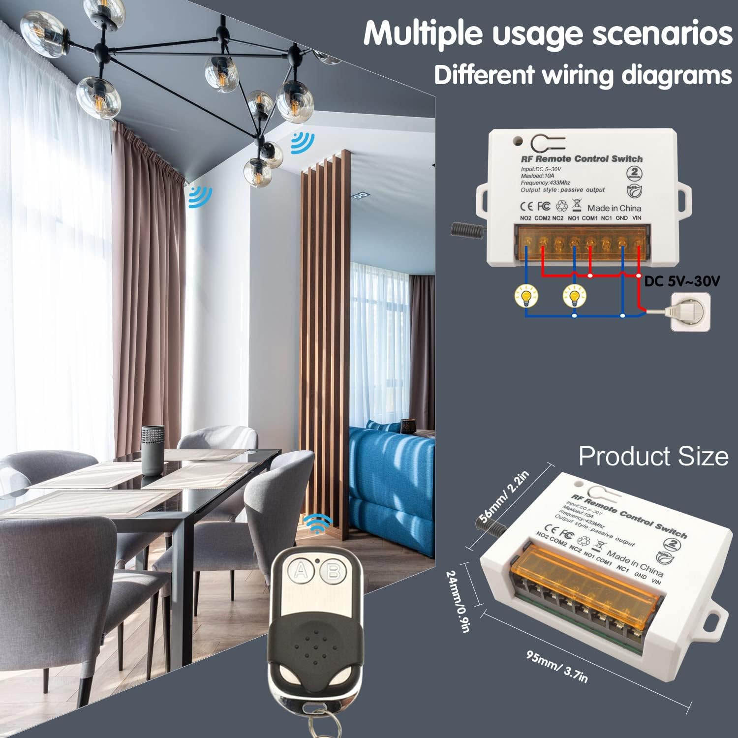 AENTIA 433MHz Relay Remote Switch 10A 2CH DC5V - View 5