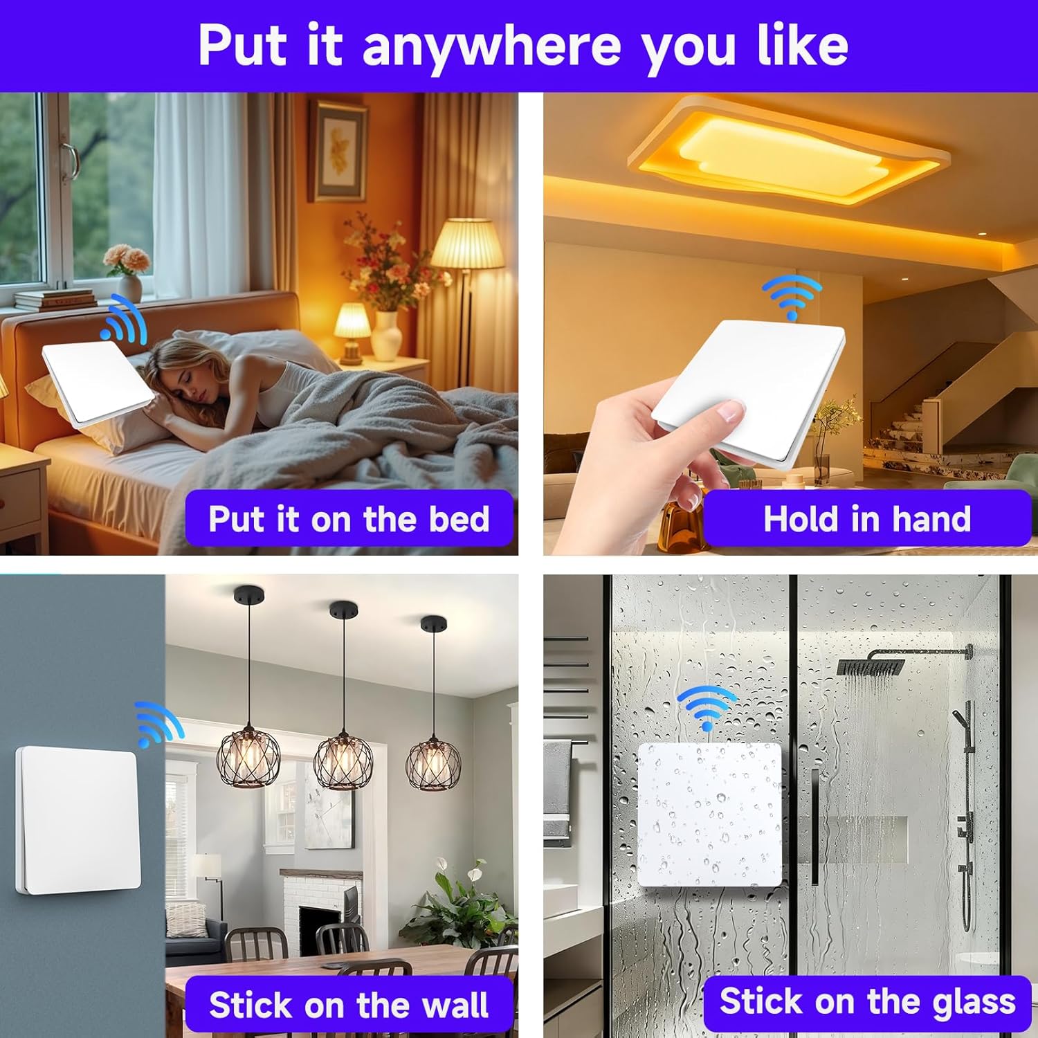 SWITNEX Kinetic Wireless Switch Kit, Self Powered Wireless Switches for Light,IP66 Waterproof No Wiring Wireless Remote RF Wall switch Lighting Fixtures Battery Free