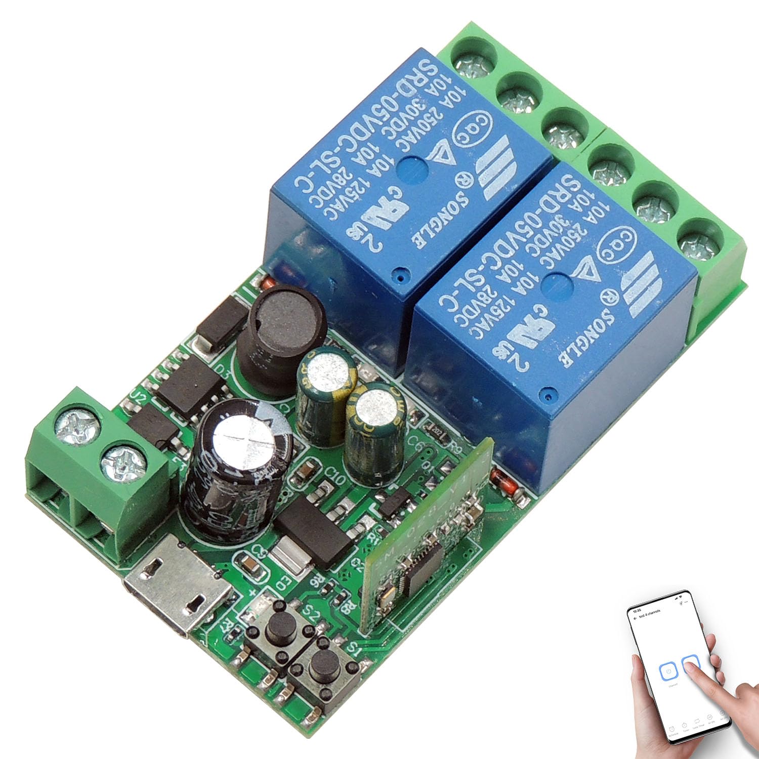 SWITNEX 4 Channels WiFi Smart Switch, DC 5V 12V 24V 36V Passive Output Relay Module Ewelink APP WiFi Control Compatible with Alexa/Google Home, Inching/Self-Locking Switch