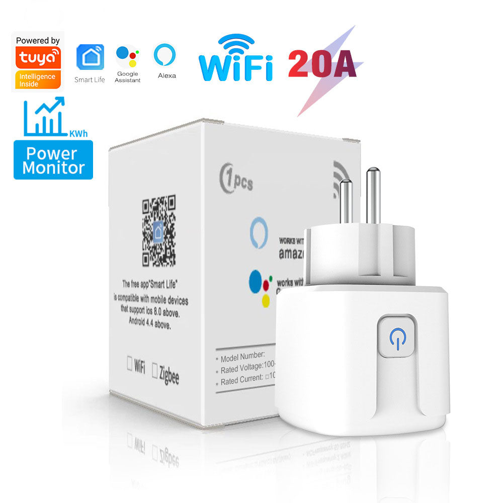 SwitnexTuya WiFi+Bluetooth Smart Plug, European/British/American/Japanese Standard, Works with App Remote Control